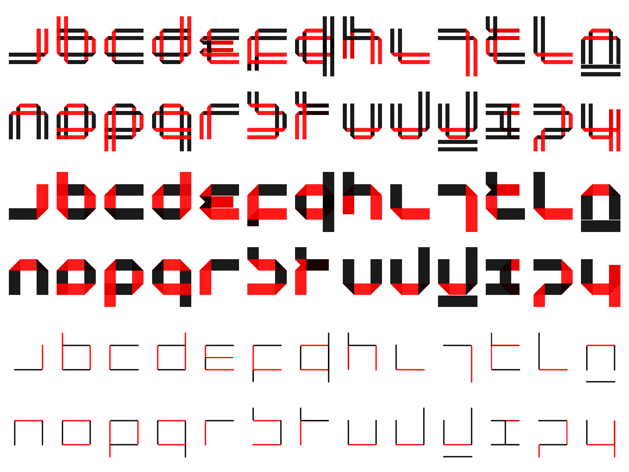 Wim Crouwels New Alphabet as a folded font