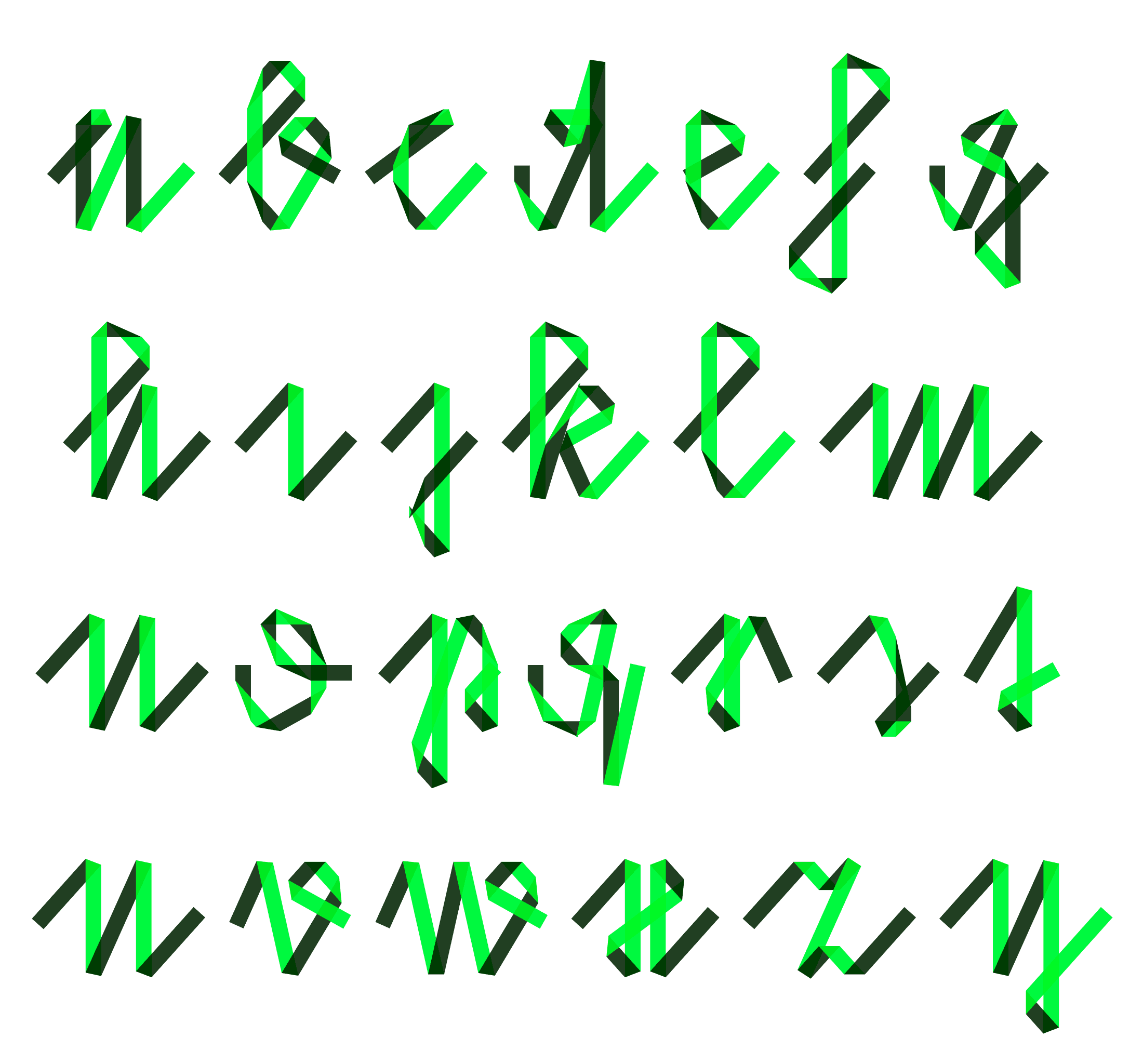 Lowercase set in one of the foldfonts