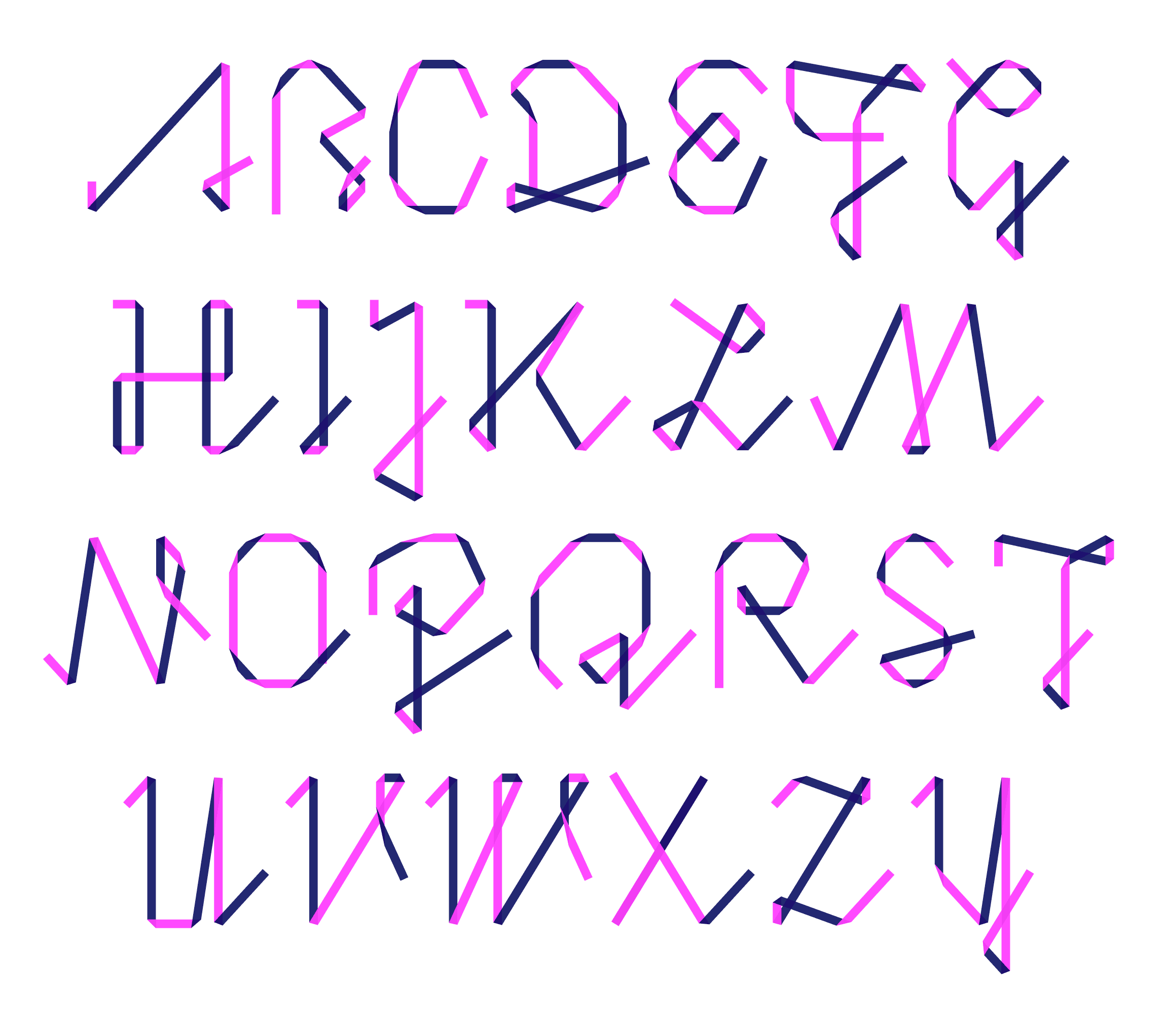 Uppercase set in one of the foldfonts.