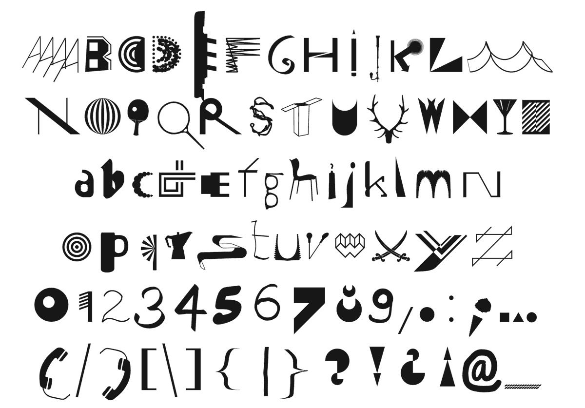 Basic character set of the typeface Noncept