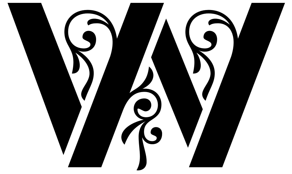 The letter W of stencil gothic
